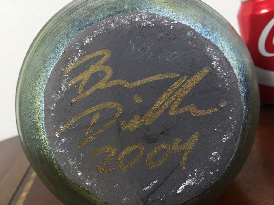 Raku Pottery Signed Ben Diller Double Spout Wedding Vase [Photo 14]