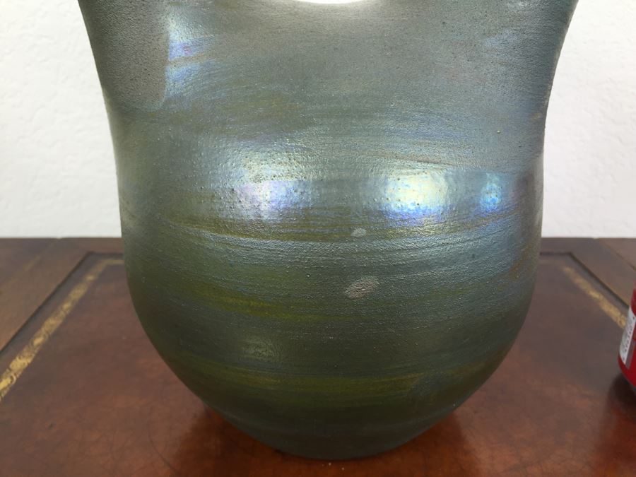 Raku Pottery Signed Ben Diller Double Spout Wedding Vase [Photo 5]