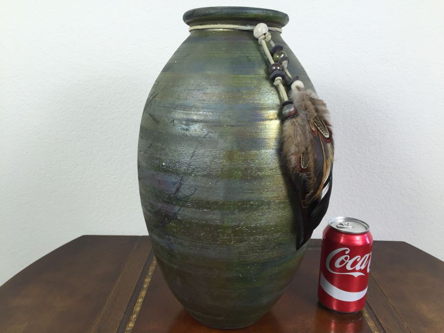 Southwest Raku Pottery Signed J. Diller Vase