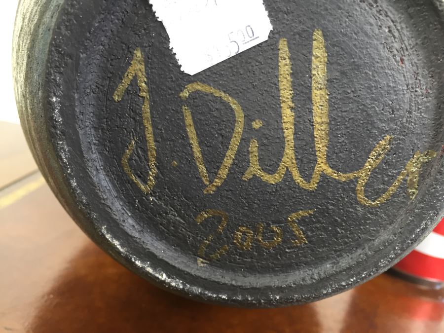 Southwest Raku Pottery Signed J. Diller Vase [Photo 11]