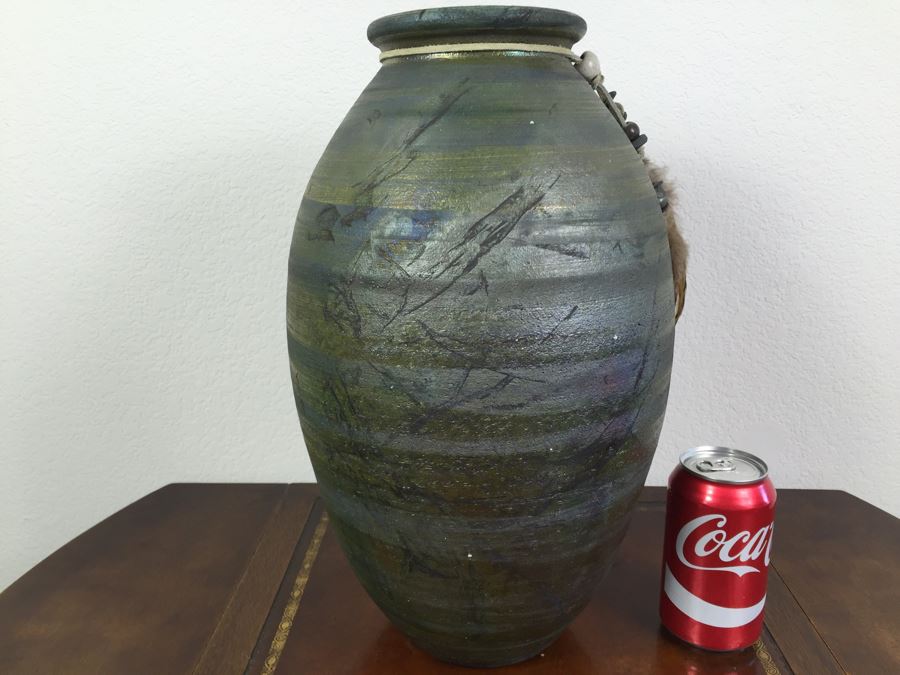 Southwest Raku Pottery Signed J. Diller Vase [Photo 9]