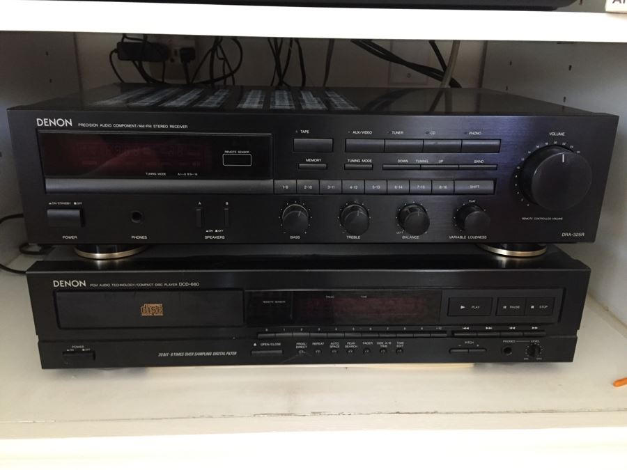 Denon Stereo System With Denon Receiver DRA-325R, Denon Quartz Record Player DP-23F, Denon Compact Disc Player DCD-660 And Hilton FL 100 German Speakers Plus Extra Audio-Technica Record Player Needle AT201EP  [Photo 9]