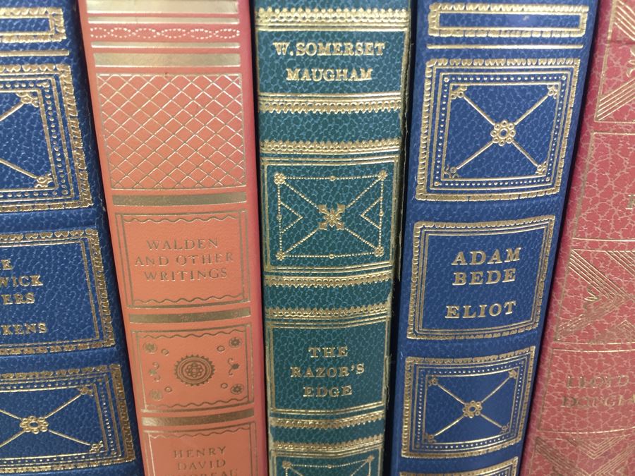 Set Of 7 Leather Bound International Collectors Library Books - The Pickwick Papers By Dickens, Walden And Other Writings By Henry David Thoreau, Of Human Bondage W. Somerset Maugham And More [Photo 12]