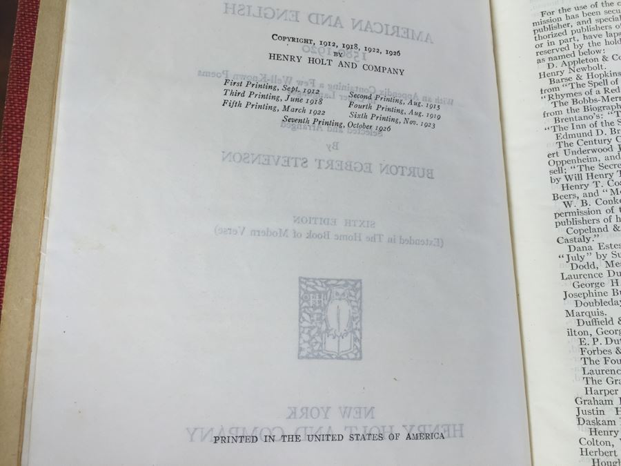 The Home Book Of Verse Book By Burton Egbert Stevenson 1926 [Photo 6]