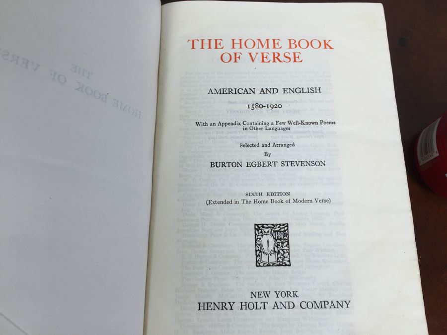 The Home Book Of Verse Book By Burton Egbert Stevenson 1926 [Photo 3]