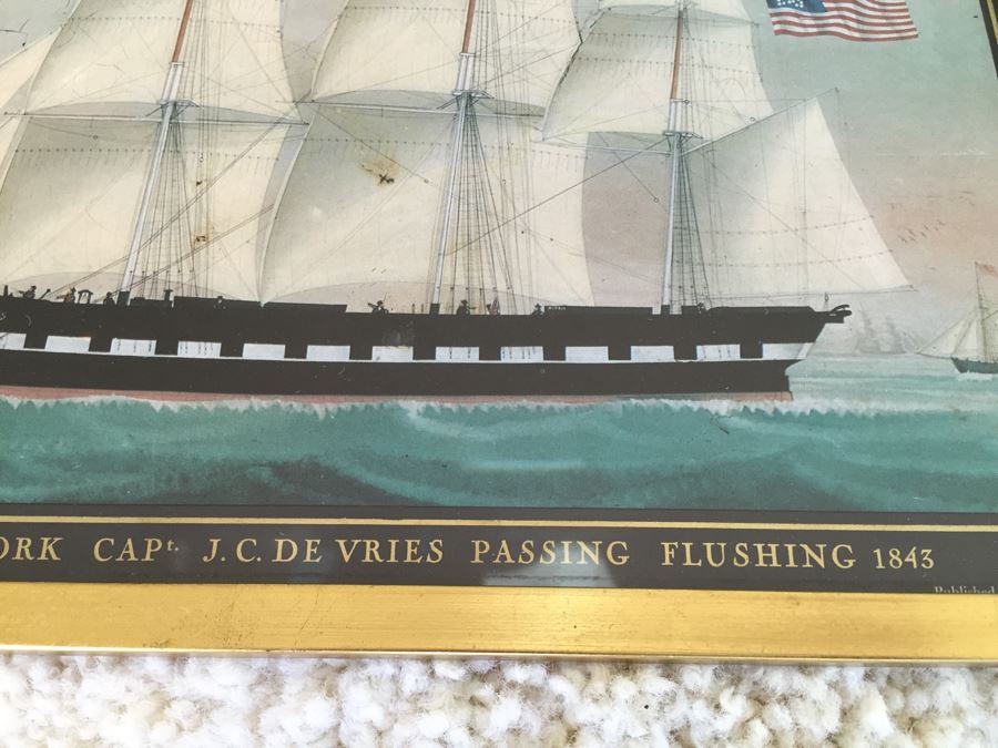 Set Of 3 Nautical Antique Ship Prints In Gold Frames [Photo 6]