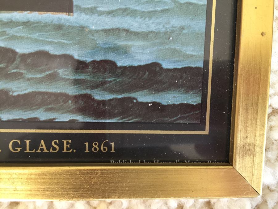 Set Of 3 Nautical Antique Ship Prints In Gold Frames [Photo 11]