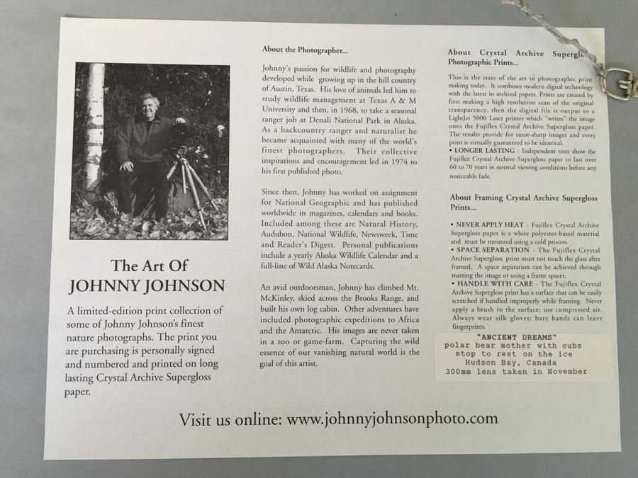 Johnny Johnson Signed Polar Bear Family Photograph Limited Edition 877/950 [Photo 7]