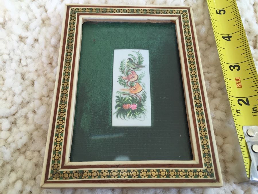 Framed Chinese Bird Painting On Porcelain