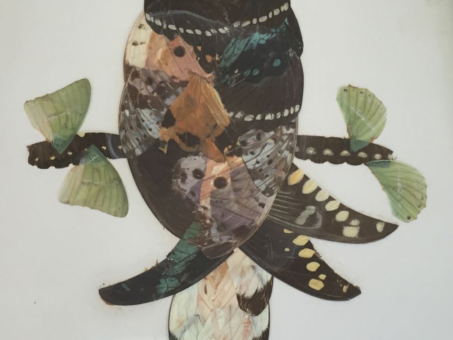 Set Of 4 African Real Butterfly Wing Collages Artwork - 2 Signed By Moses Michall [Photo 18]