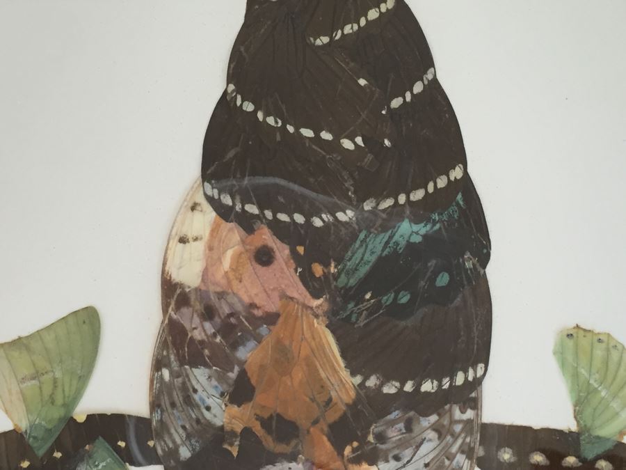 Set Of 4 African Real Butterfly Wing Collages Artwork - 2 Signed By Moses Michall [Photo 17]
