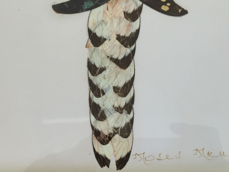 Set Of 4 African Real Butterfly Wing Collages Artwork - 2 Signed By Moses Michall [Photo 19]