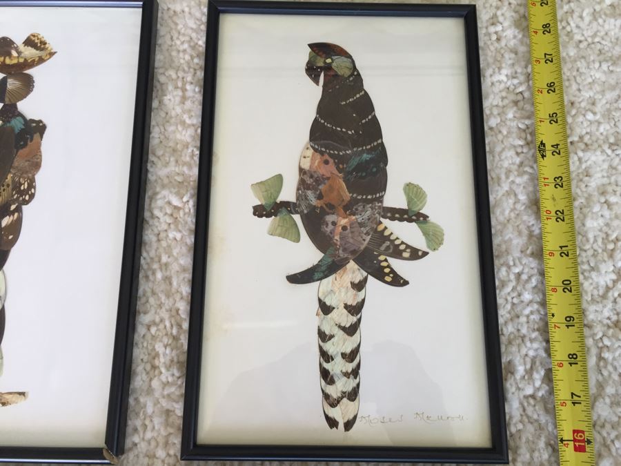 Set Of 4 African Real Butterfly Wing Collages Artwork - 2 Signed By Moses Michall [Photo 3]