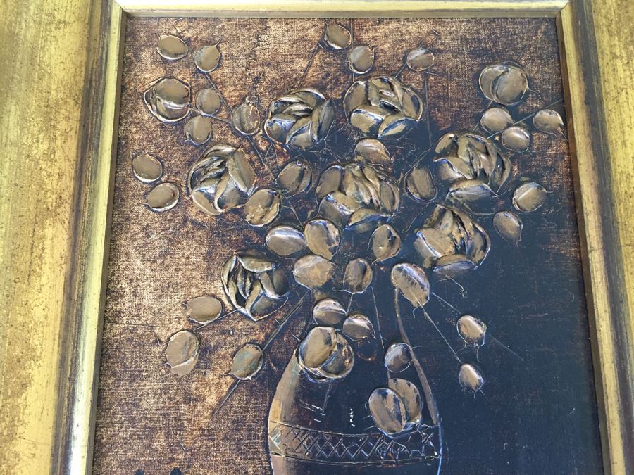 Original Brown Still Life Oil Painting Signed Signature Illegible Appears Mid-Century Possibly German Artist [Photo 6]