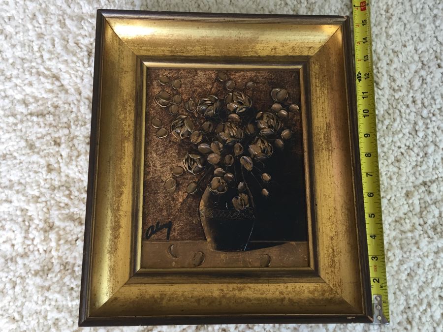 Original Brown Still Life Oil Painting Signed Signature Illegible Appears Mid-Century Possibly German Artist [Photo 4]