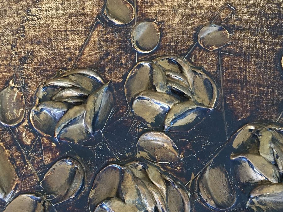 Original Brown Still Life Oil Painting Signed Signature Illegible Appears Mid-Century Possibly German Artist [Photo 8]