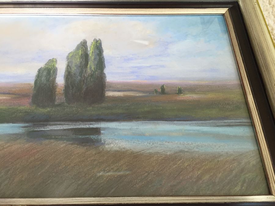 Original Framed Plein Air Pastel Painting Signed By Artist Signature Illegible [Photo 5]