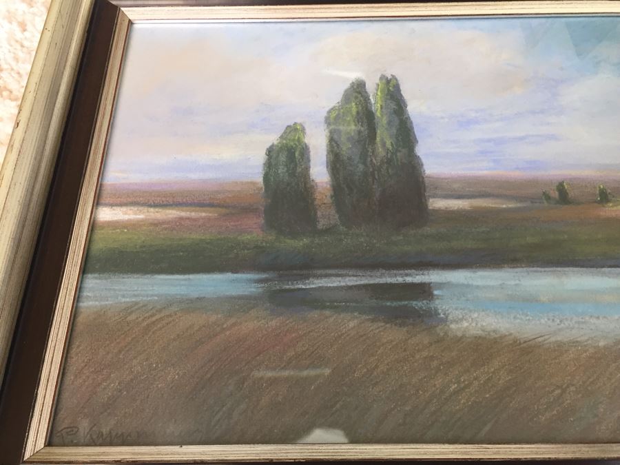 Original Framed Plein Air Pastel Painting Signed By Artist Signature Illegible [Photo 2]