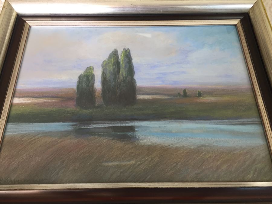 Original Framed Plein Air Pastel Painting Signed By Artist Signature Illegible [Photo 4]
