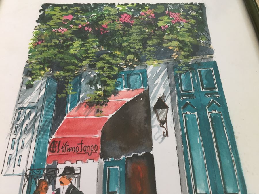 Framed Original Watercolor Titled 'Ultimo Tango' By Silvia Vivas Buenos Aires Argentina 1990 [Photo 4]