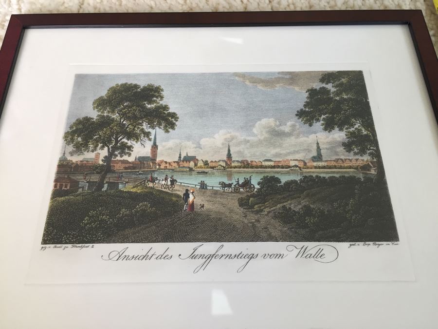 Framed Lithograph Ansicht Des Jungfernstiegs Vom Walle Leop. Beyer In Wien 1825 [Photo 4]