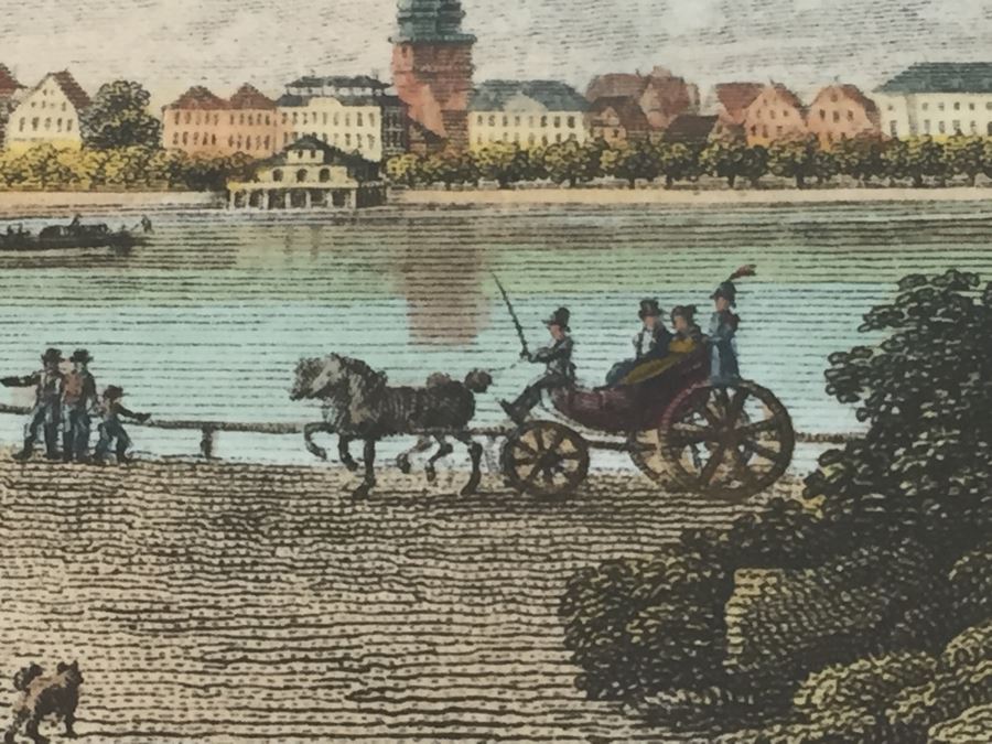 Framed Lithograph Ansicht Des Jungfernstiegs Vom Walle Leop. Beyer In Wien 1825 [Photo 14]