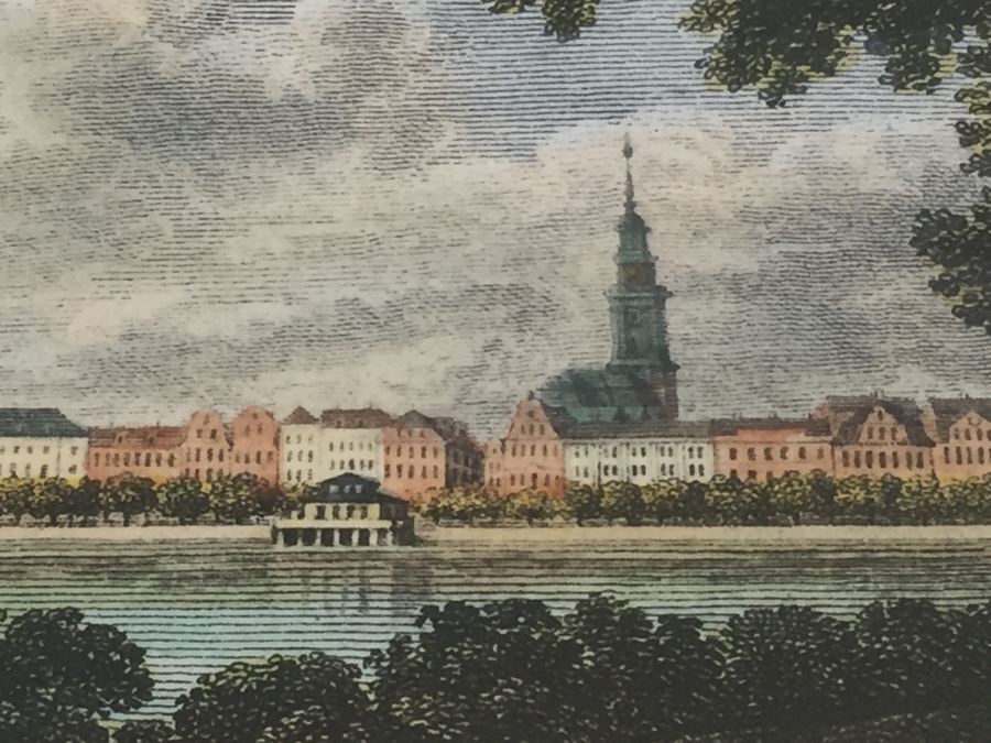 Framed Lithograph Ansicht Des Jungfernstiegs Vom Walle Leop. Beyer In Wien 1825 [Photo 16]