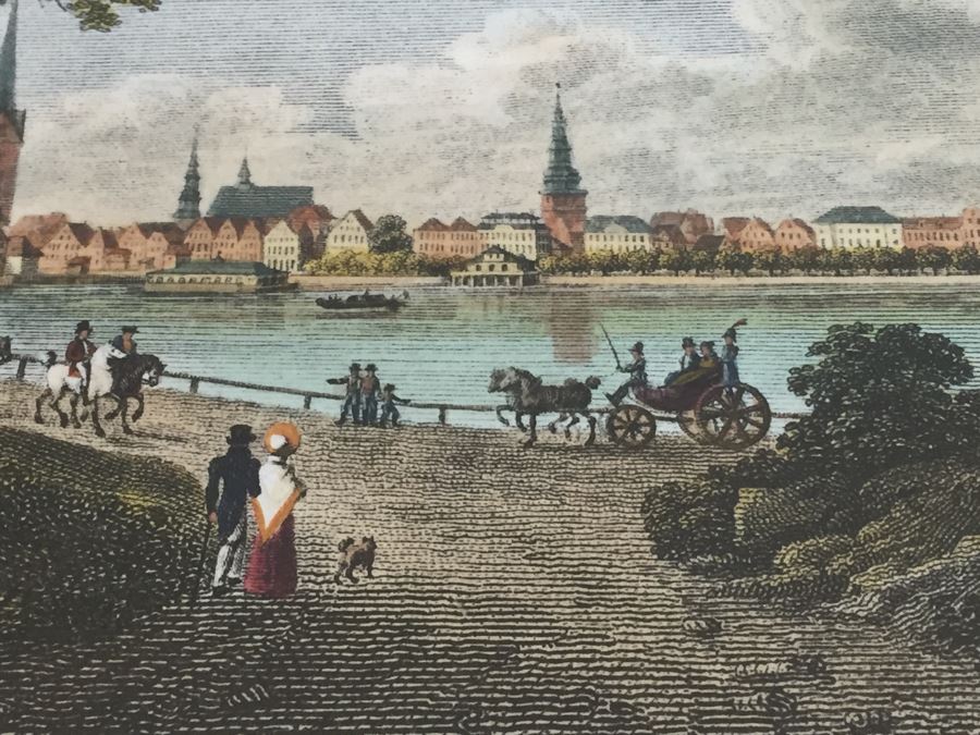 Framed Lithograph Ansicht Des Jungfernstiegs Vom Walle Leop. Beyer In Wien 1825 [Photo 13]