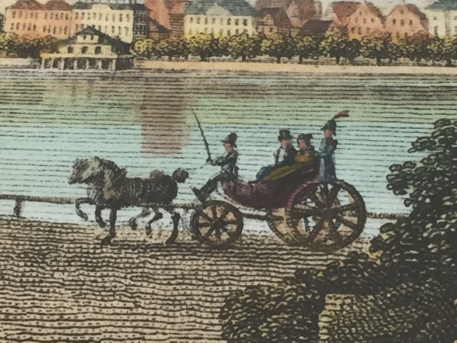 Framed Lithograph Ansicht Des Jungfernstiegs Vom Walle Leop. Beyer In Wien 1825 [Photo 19]