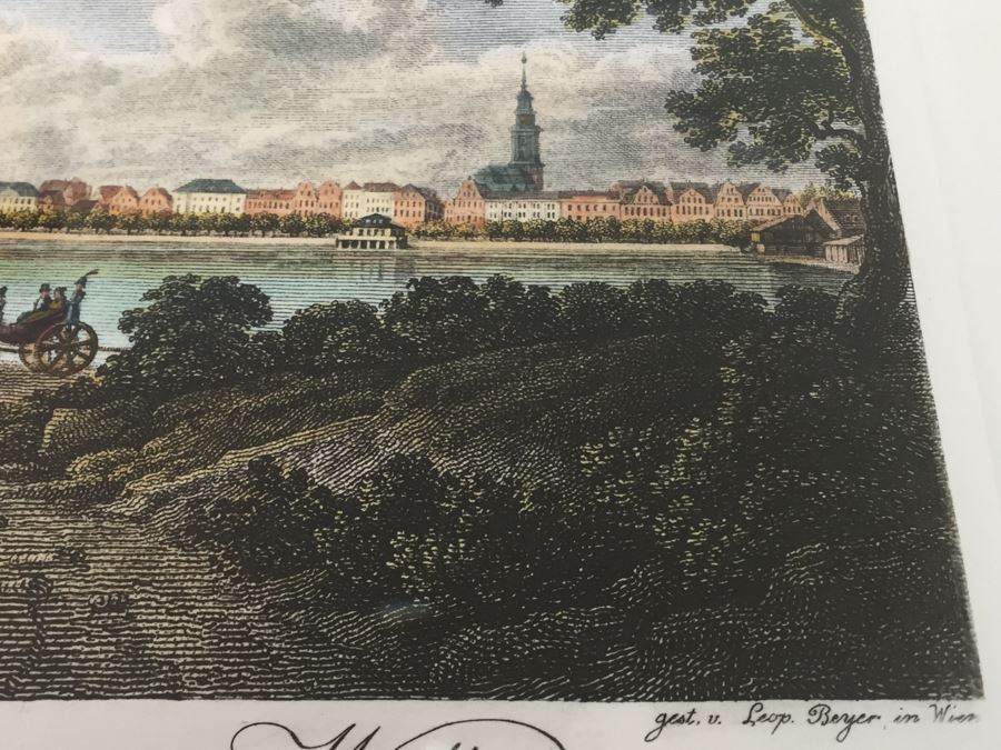 Framed Lithograph Ansicht Des Jungfernstiegs Vom Walle Leop. Beyer In Wien 1825 [Photo 18]