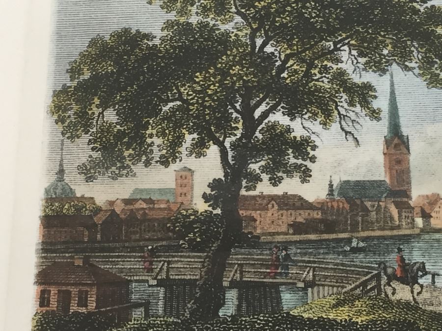 Framed Lithograph Ansicht Des Jungfernstiegs Vom Walle Leop. Beyer In Wien 1825 [Photo 10]