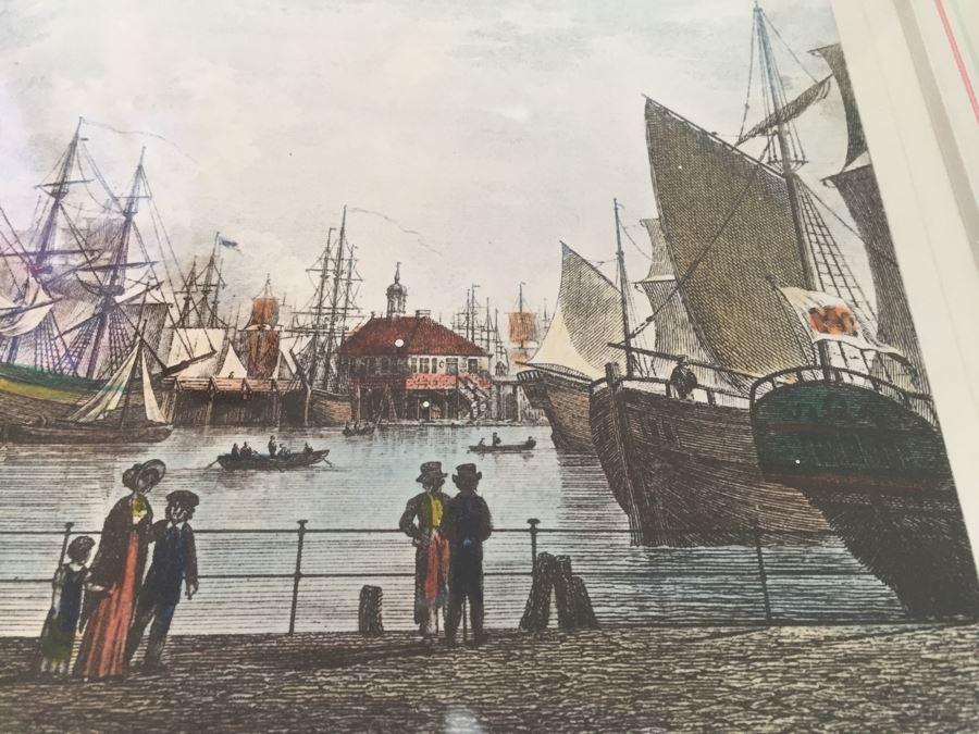 Vintage 1822 Lithograph Der Hafen Beim Blockhause In Hamburg Kupferstich Von C. Schleich Nach Radl. [Photo 3]