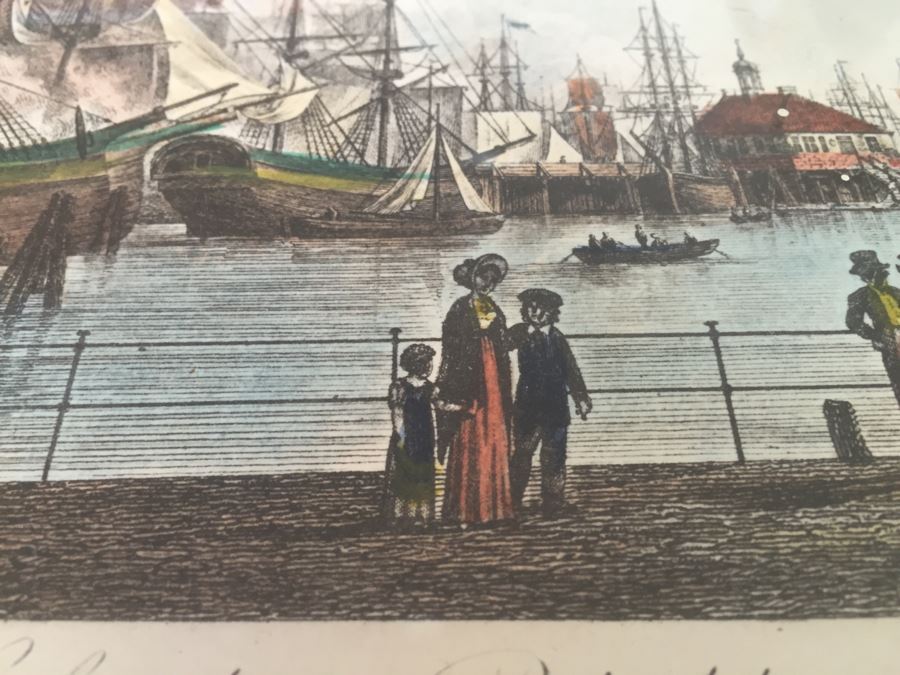 Vintage 1822 Lithograph Der Hafen Beim Blockhause In Hamburg Kupferstich Von C. Schleich Nach Radl. [Photo 13]