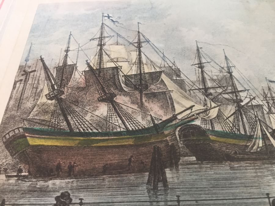 Vintage 1822 Lithograph Der Hafen Beim Blockhause In Hamburg Kupferstich Von C. Schleich Nach Radl. [Photo 11]