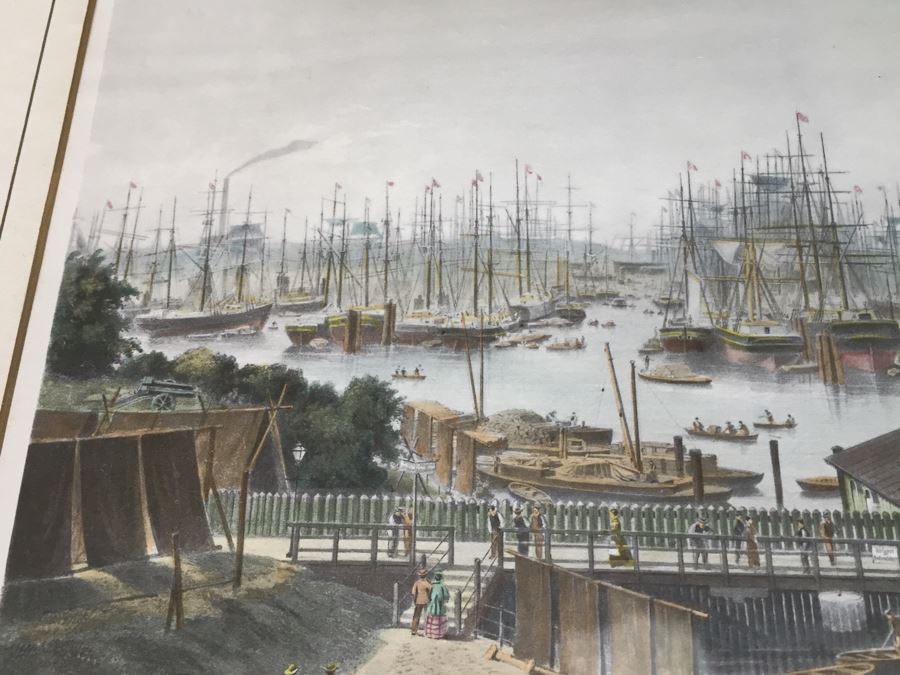 Large Framed Panoramic Print Of Hamburg Germany Port [Photo 18]