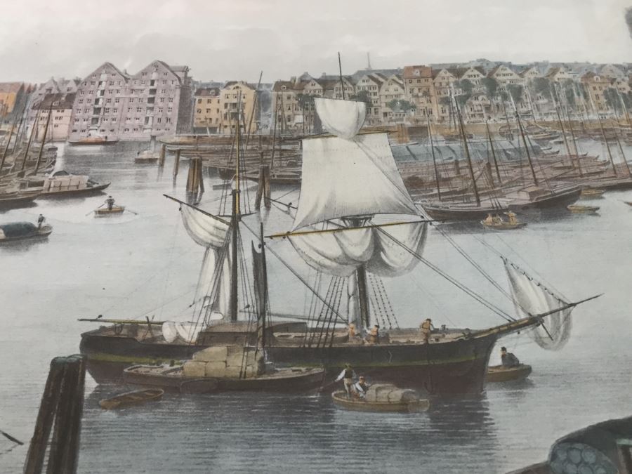 Large Framed Panoramic Print Of Hamburg Germany Port [Photo 14]