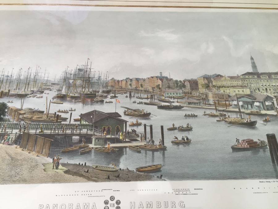 Large Framed Panoramic Print Of Hamburg Germany Port [Photo 8]
