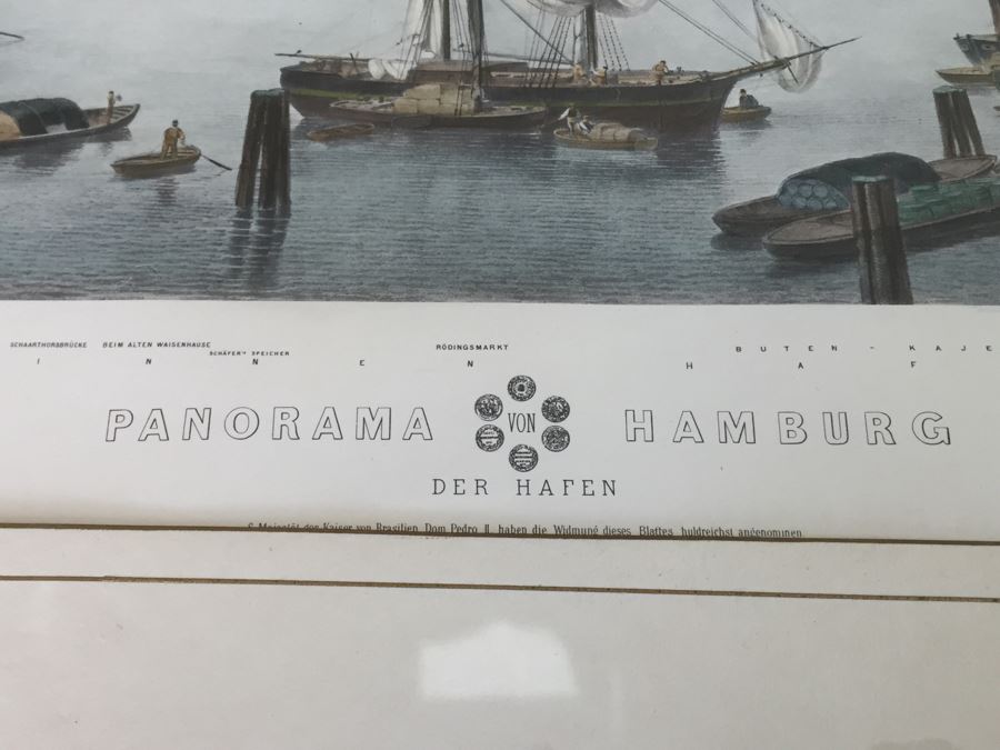 Large Framed Panoramic Print Of Hamburg Germany Port [Photo 12]