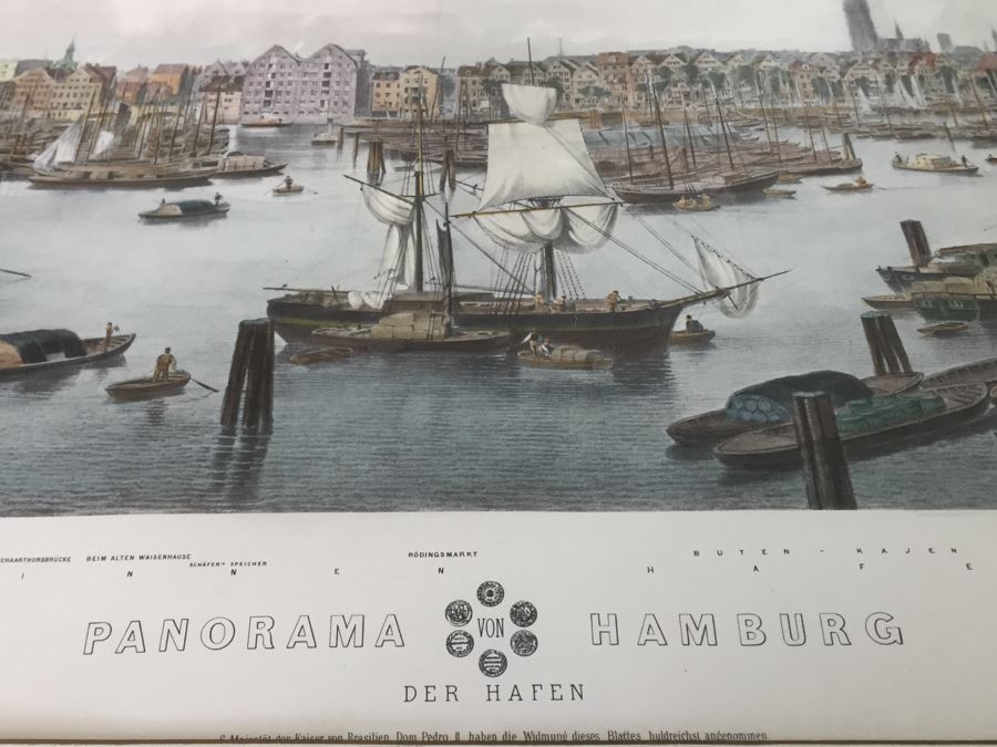 Large Framed Panoramic Print Of Hamburg Germany Port [Photo 13]