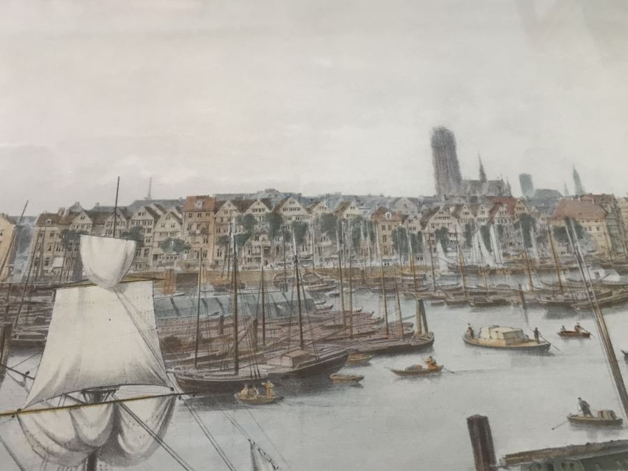 Large Framed Panoramic Print Of Hamburg Germany Port [Photo 15]