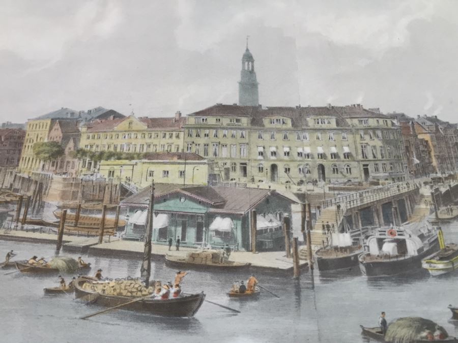 Large Framed Panoramic Print Of Hamburg Germany Port [Photo 16]