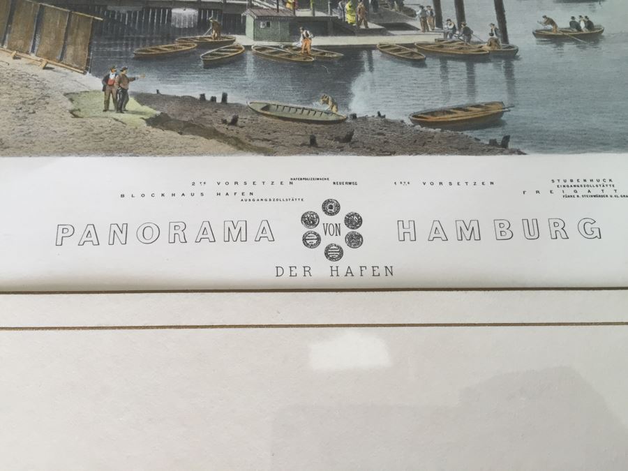 Large Framed Panoramic Print Of Hamburg Germany Port [Photo 4]