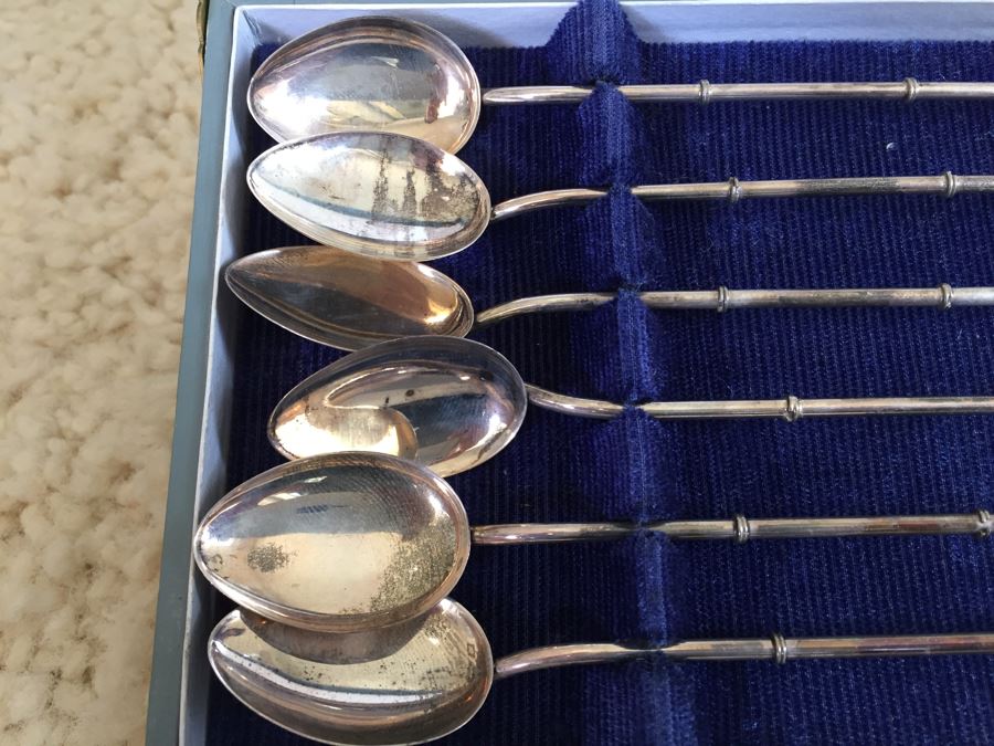 (6) Vintage 950 Sterling Silver Mint Julep Ice Tea Straw Spoons With Japanese Charms [Photo 5]