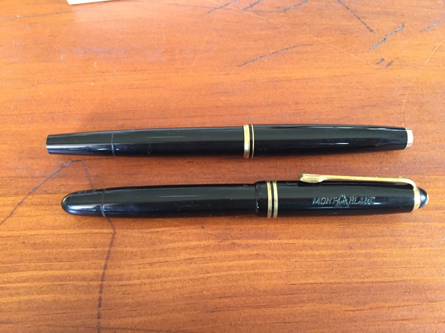 Pair Of Vintage Montblanc Fountain Pens 585 Gold Nib Pens [Photo 6]