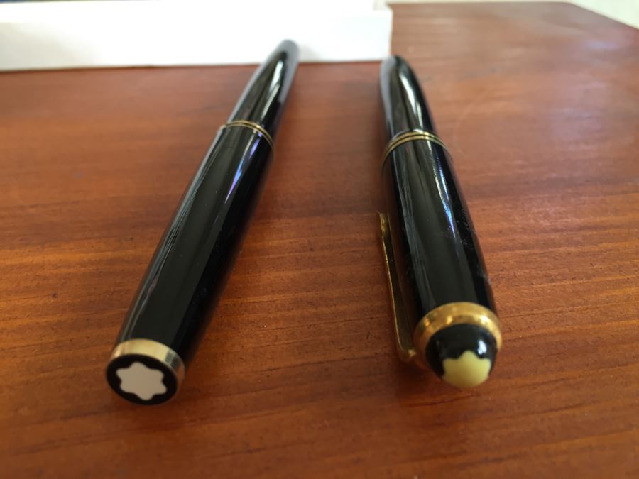 Pair Of Vintage Montblanc Fountain Pens 585 Gold Nib Pens [Photo 5]