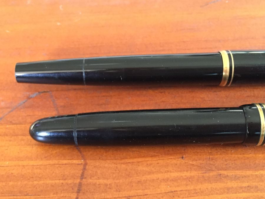Pair Of Vintage Montblanc Fountain Pens 585 Gold Nib Pens [Photo 9]