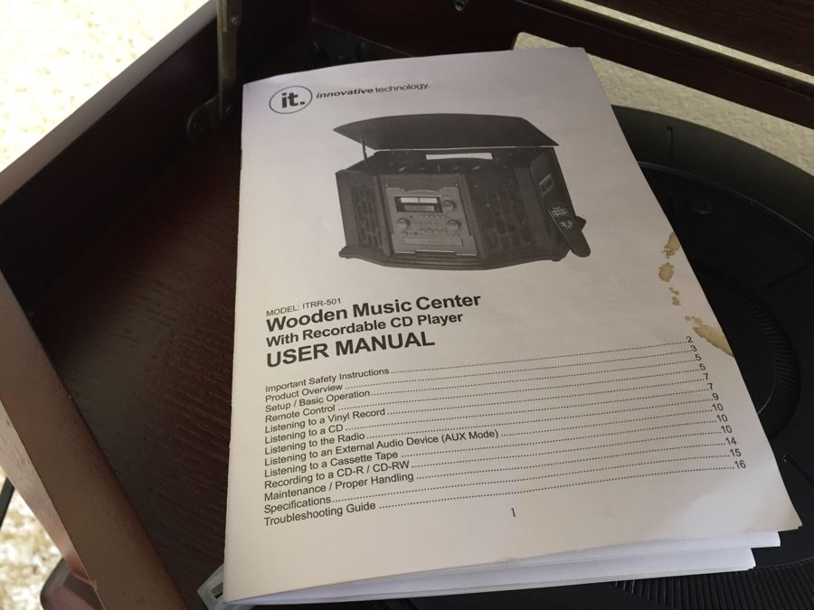 Contemporary Wooden Music Center With Record Player And Recordable CD Player By Innovative Technology [Photo 4]