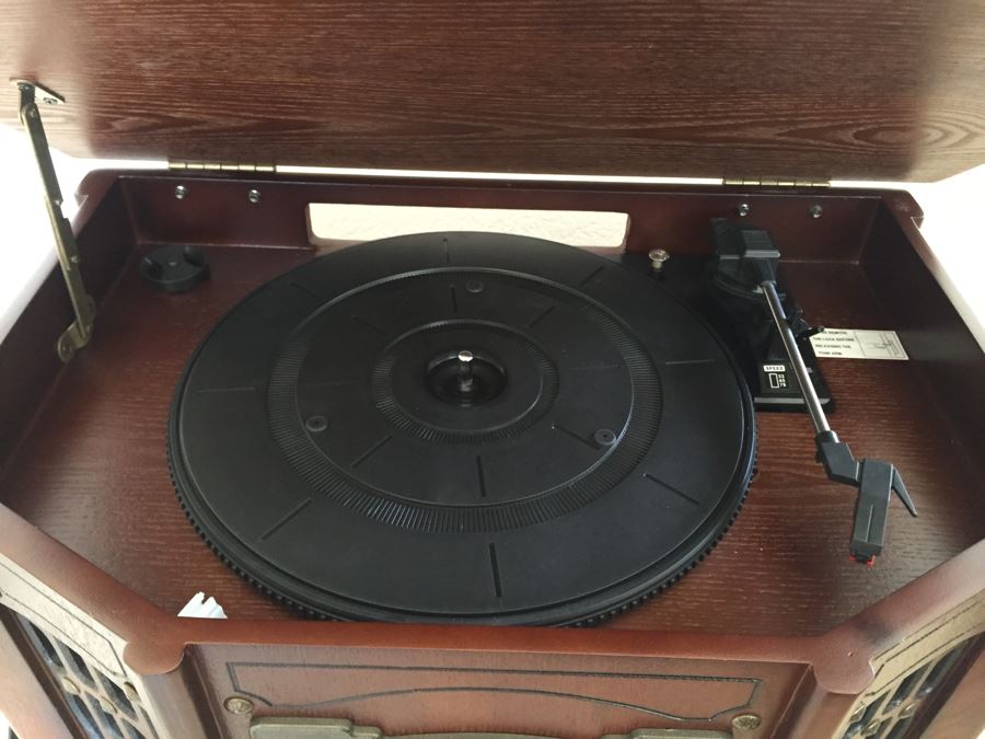 Contemporary Wooden Music Center With Record Player And Recordable CD Player By Innovative Technology [Photo 2]