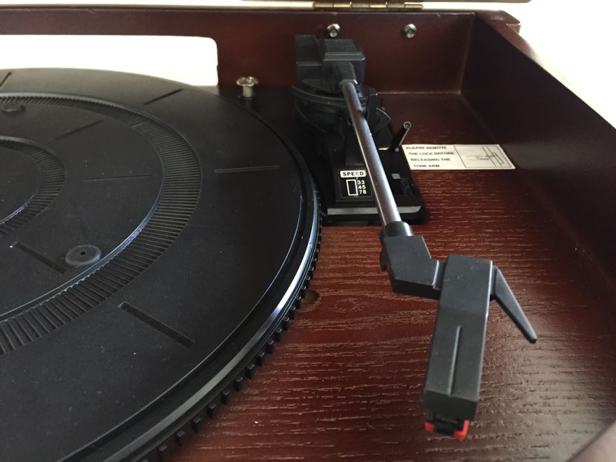 Contemporary Wooden Music Center With Record Player And Recordable CD Player By Innovative Technology [Photo 5]