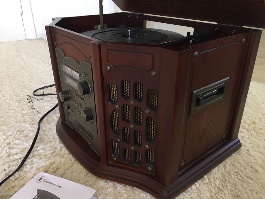 Contemporary Wooden Music Center With Record Player And Recordable CD Player By Innovative Technology [Photo 7]